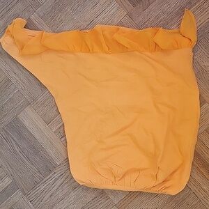 Free People Women's Textured Crop with Ruffles Orange Top Size Large